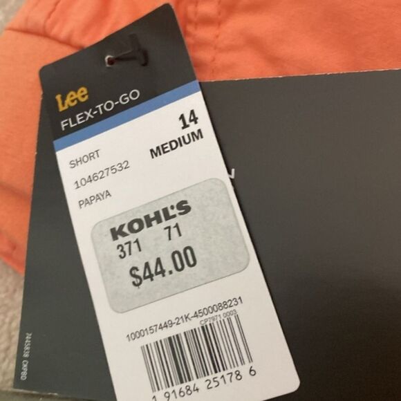 New Womens Lee Flex to Go Shorts Great Color 14 Medium Papaya Summer Ladies - Picture 3 of 16